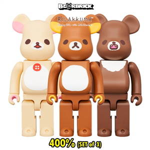 BE@RBRICK Rilakkuma + Korilakkuma + Chai-Roi Koguma 400%  Set of 3(TC) 