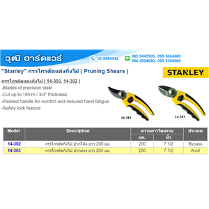 [14-303-23] STANLEY 14-303-23 กรรไกรตัดกิ่งไม้ 8 (ตรง)