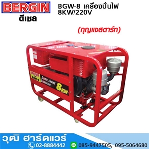 [BGW-8] BERGIN BGW-8 เครื่องปั่นไฟ 8kW/10KVA/220V ดีเซล 14HP